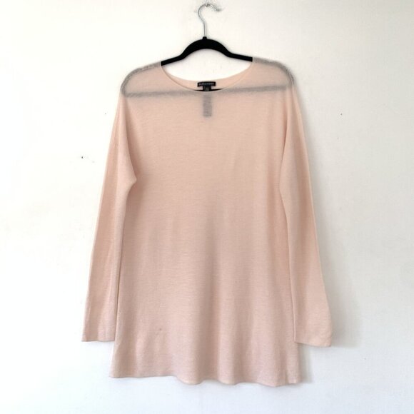 Eileen Fisher Size S/P Light Pink Sheer Wool Long Sleeve Sweater Knit Top - Picture 1 of 4